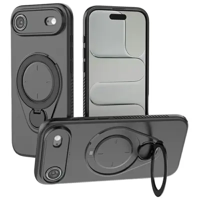 iPhone Air Mobilskal MagSafe Rotating Kickstand TPU PC (Svart)