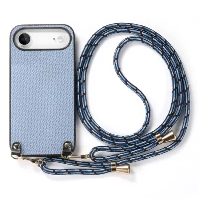 iPhone Air Mobilskal Med Axelrem Snodd Carbon Fiber (Blå)