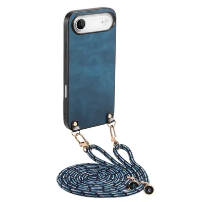 iPhone Air Mobilskal med Justerbar Rem Retro Läder - Blå