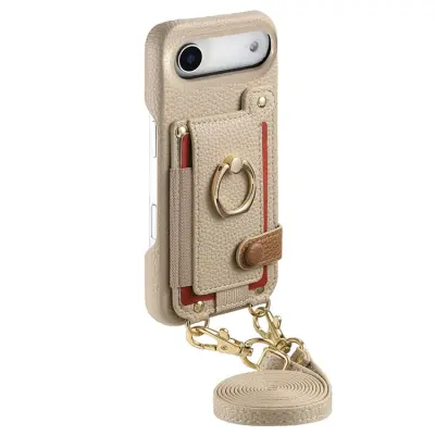 iPhone Air Mobilskal med Korthållare Ring Kickstand - Khaki (Khaki)
