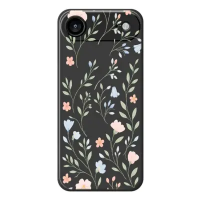 iPhone Air Mobilskal Pink Blue Flowers Pattern TPU - Svart