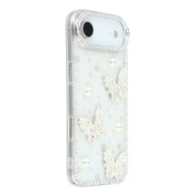 iPhone Air Mobilskal Rhinestone Edge Pearl Butterfly