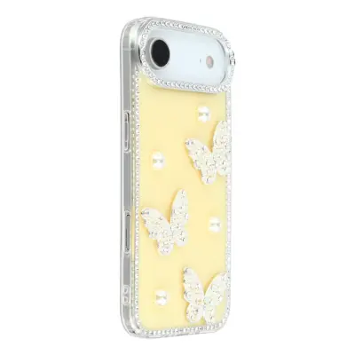 iPhone Air Mobilskal Rhinestone Edge Pearl Butterfly