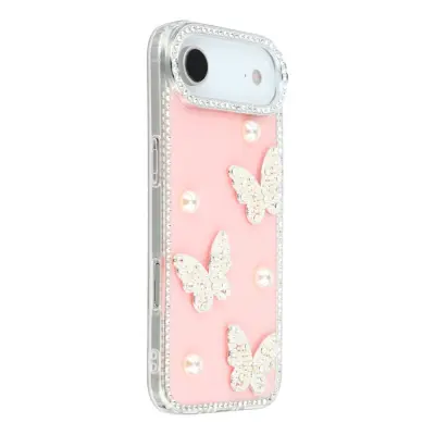 iPhone Air Mobilskal Rhinestone Edge Pearl Butterfly