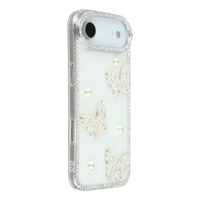 iPhone Air Mobilskal Rhinestone Edge Pearl Butterfly