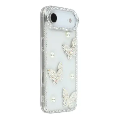iPhone Air Mobilskal Rhinestone Edge Pearl Butterfly