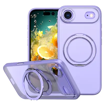 iPhone Air Mobilskal Ring Kickstand TPU PC Clear - Lila