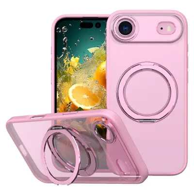 iPhone Air Mobilskal Ring Kickstand TPU PC Clear - Rosa