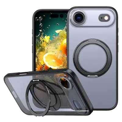 iPhone Air Mobilskal Ring Kickstand TPU PC Clear - Svart