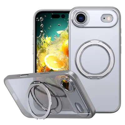 iPhone Air Mobilskal Ring Kickstand TPU PC Clear - Titangrå
