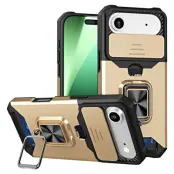 iPhone Air Mobilskal Slide Lens Lid med Kortfack - Guld