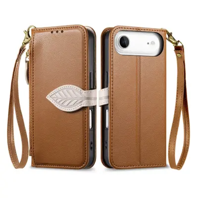 iPhone Air Plånboksfodral Leaf Magnetiskt Spänne Konstläder - Brun (Brun)