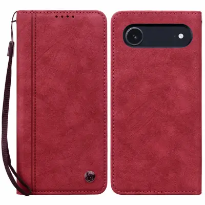 iPhone Air Konstläder Plånboksfodral med Rem Lines Pattern - Röd