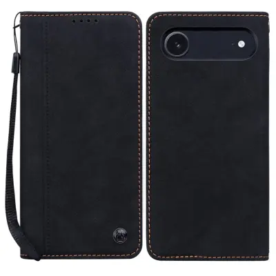 iPhone Air Konstläder Plånboksfodral med Rem Lines Pattern - Svart