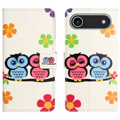 iPhone Air Konstläder Plånboksfodral Pattern Print - Par Ugglor