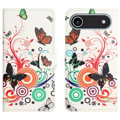 iPhone Air Konstläder Plånboksfodral Pattern Print - Vit Fjäril