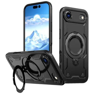 iPhone Air Mobilskal Plast Militärt Skydd med Ställ - Svart