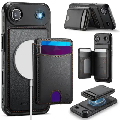 JEEHOOD iPhone Air Fodral KonstLäder Med Kortfack - Svart (Svart)