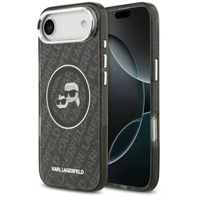Karl Lagerfeld iPhone Air Mobilskal Magsafe Glitter Karl Och Choupette Heads