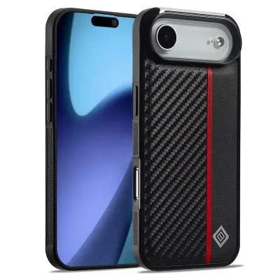LC.IMEEKE iPhone Air Fodral KonstLäder - Carbon Fiber - Svart
