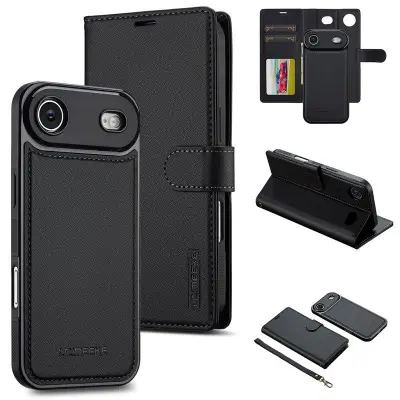 LC.IMEEKE L2 Series iPhone Air Plånboksfodral Konstläder - Svart