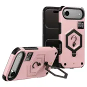 Mobilskal För iPhone Air Hexagonal Kickstand med Hook (Ljusrosa)