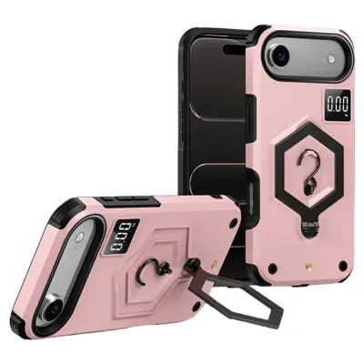 Mobilskal För iPhone Air Hexagonal Kickstand med Hook (Ljusrosa)