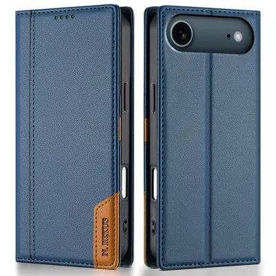 N.BEKUS iPhone Air Konstläder Plånboksfodral RFID-Skydd P3 - Blå