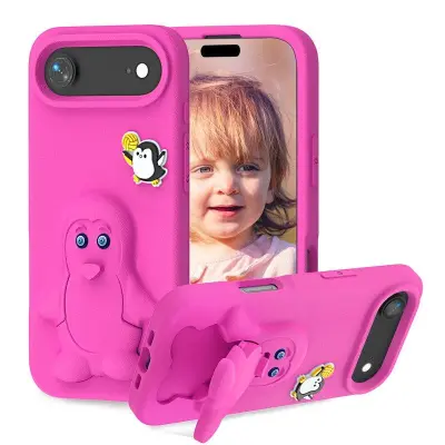 Penguin iPhone Air Case Kickstand Shockproof EVA - Rosa