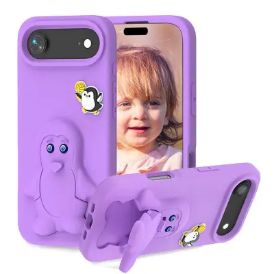 Penguin iPhone Air Fodral Kickstand Stöttålig EVA - Lila