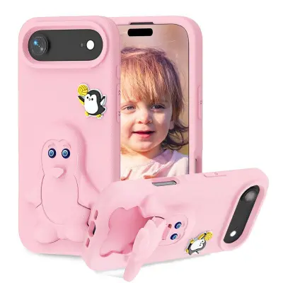 Penguin iPhone Air Fodral Kickstand Stöttålig EVA - Rosa