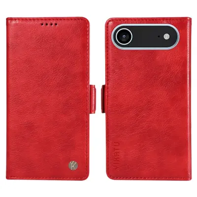 YIKATU iPhone 17 Air Plånboksfodral Litchi Texture - Röd