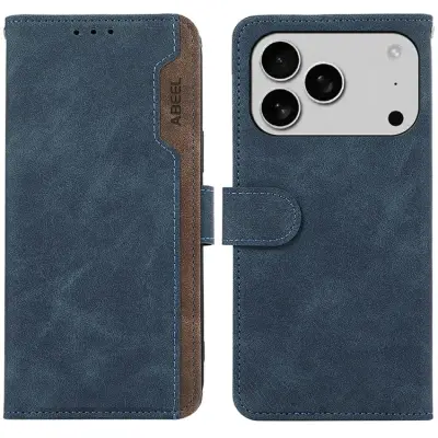 ABEEL iPhone 17 Pro Max Plånboksfodral Color Splicing - Blå