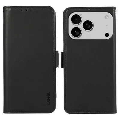 ABEEL iPhone 17 Pro Max Plånboksfodral Läder RFID Skydd - Svart