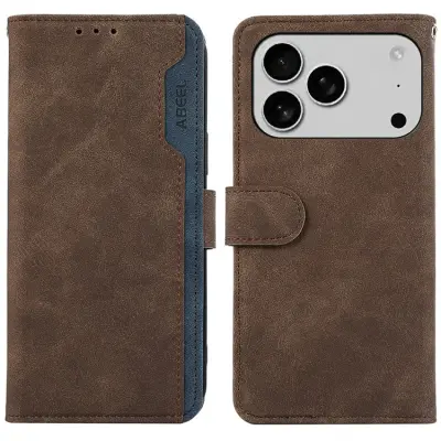 ABEEL iPhone 17 Pro Max Plånboksfodral Splicing Läder RFID