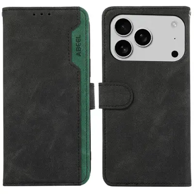 ABEEL iPhone 17 Pro Max Plånboksfodral Splicing Läder RFID