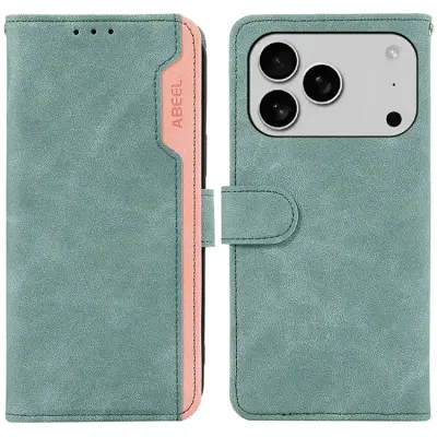 ABEEL iPhone 17 Pro Max Plånboksfodral Splicing Läder RFID