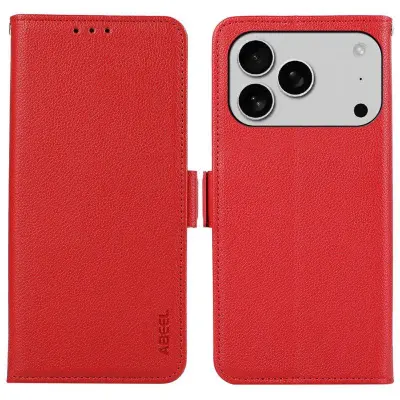 ABEEL iPhone 17 Pro Max Mobilskal KonstLäder Röd