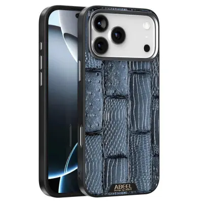 ABEEL iPhone 17 Pro Max Mobilskal MagSafe Äkta Läder Blå