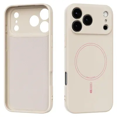 ABEEL iPhone 17 Pro Max Mobilskal MagSafe Liquid Silicone Beige