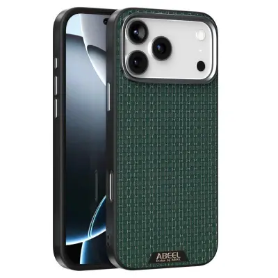 ABEEL iPhone 17 Pro Max Mobilskal MagSafe Äkta Läder Grön