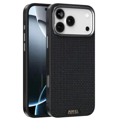 ABEEL iPhone 17 Pro Max Mobilskal MagSafe Äkta Läder Svart