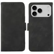 ABEEL Mobilskal till iPhone 17 Pro Max KonstLäder Folio Ställ Svart