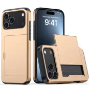 AMORUS Mobilskal till iPhone 17 Pro Max Glidande Korthållare - Guld
