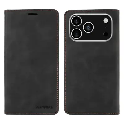 BETOPNICE iPhone 17 Pro Max Plånboksfodral Konstläder - Svart