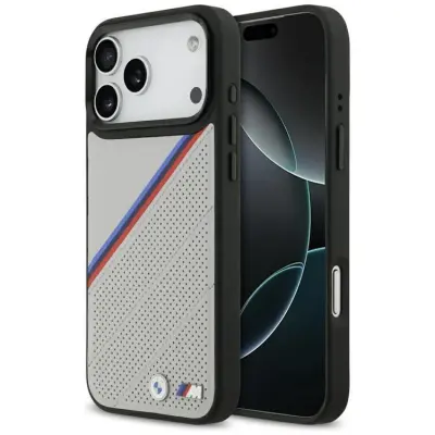 BMW iPhone 17 Pro Max Mobilskal MagSafe M Tricolor Metal Logo - Grå