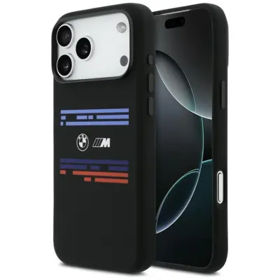 BMW Mobilskal till iPhone 17 Pro Max MagSafe Silikon Horizontal Line (Svart)