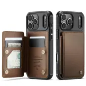 CASEME C22 Mobilskal till iPhone 17 Pro Max med RFID, 5 Kort, Brun