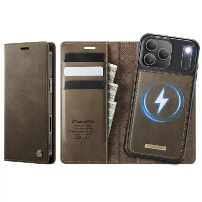 CASEME C49 iPhone 17 Pro Max Mobilskal MagSafe RFID Läder Kaffe