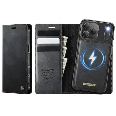 CASEME C49 iPhone 17 Pro Max Mobilskal MagSafe RFID Läder Svart